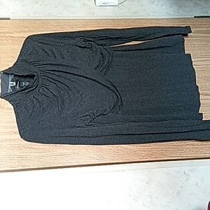 Spense Gray Criss Cross Turtleneck Shirt Medium